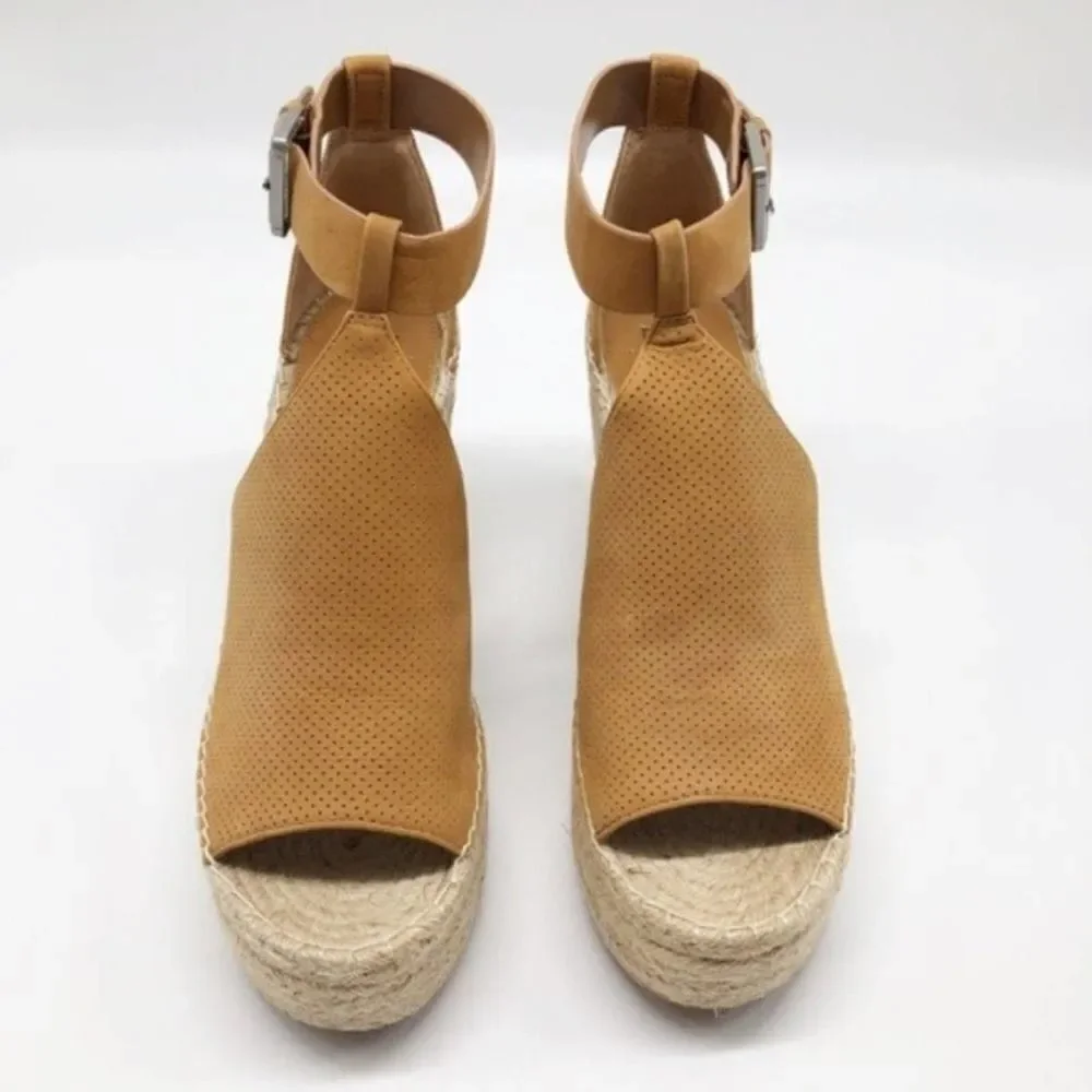 MARC FISHER Annie Perforated Espadrille Wedges